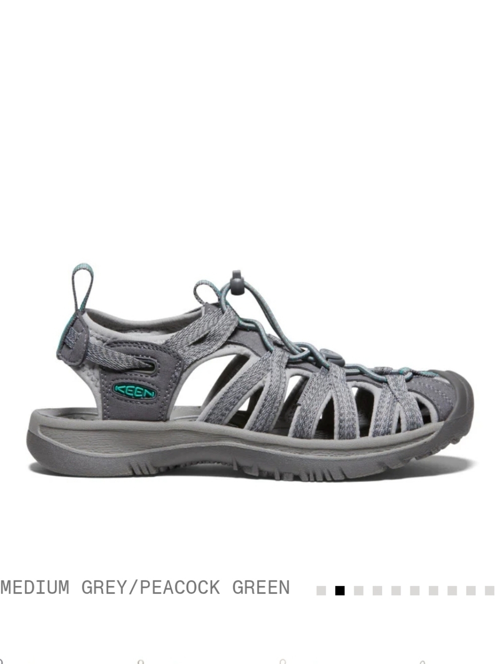 Keen Women's Whisper Trail Hiking Water Sport Sandal Size 8 Grey Peacock Green